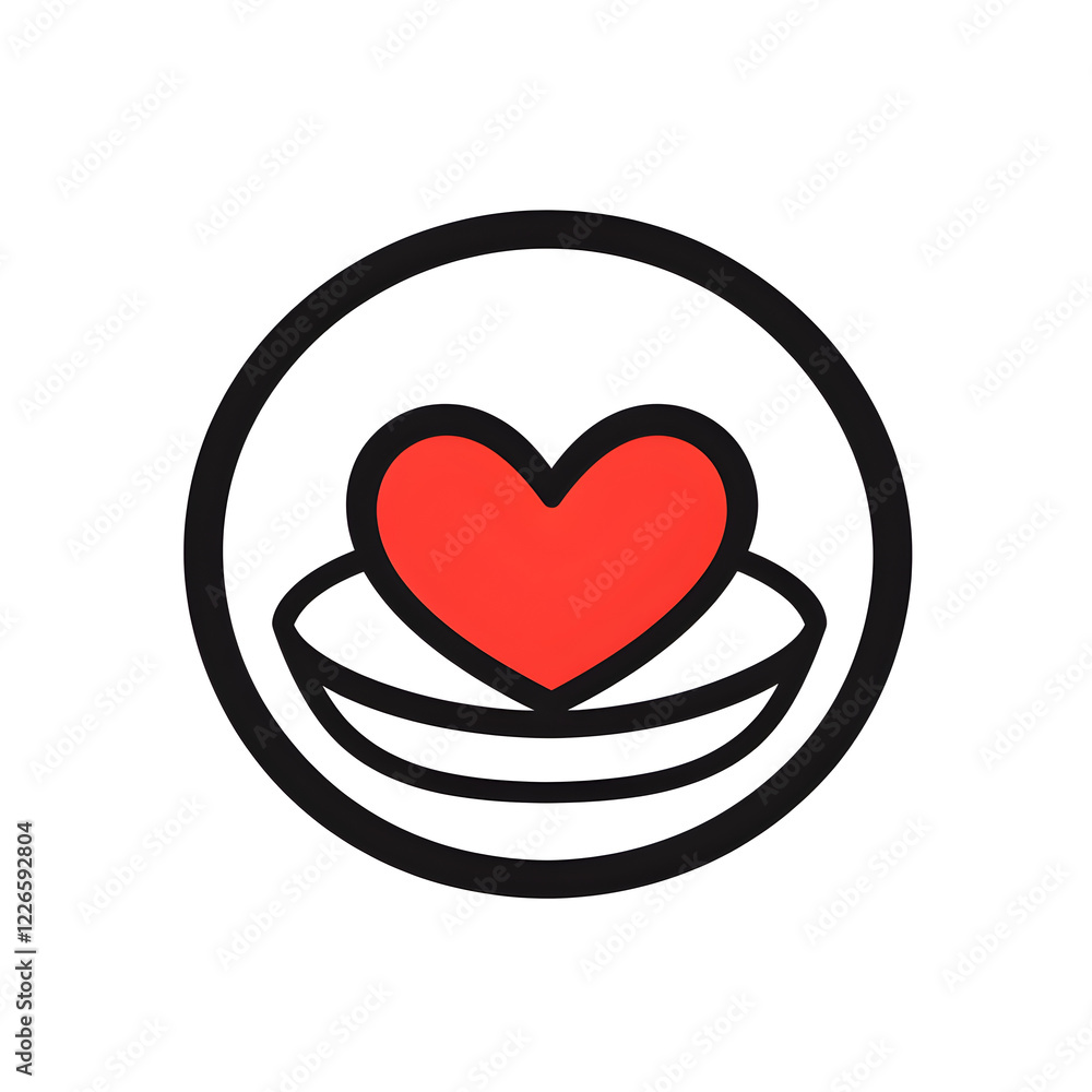Icon of a meal plate with a heart, representing food donations Icon of a meal plate with a heart, representing food donations