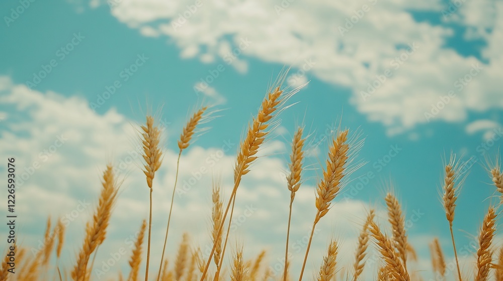 Golden wheat field under a sunny sky, ripe for harvest Golden wheat field under a sunny sky, ripe for harvest