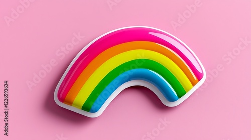 Pixelated Rainbow on Pink Background