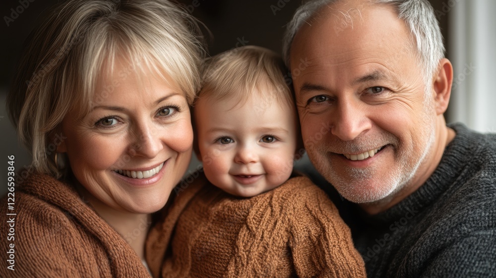Happy family portrait with toddler in cozy home setting during a joyful moment Happy family portrait with toddler in cozy home setting during a joyful moment