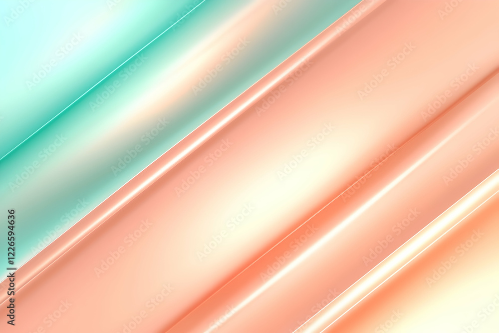 Obraz premium Abstract background image featuring diagonal stripes in soft peach and mint green hues, ideal for website banners, presentations, or design projects.