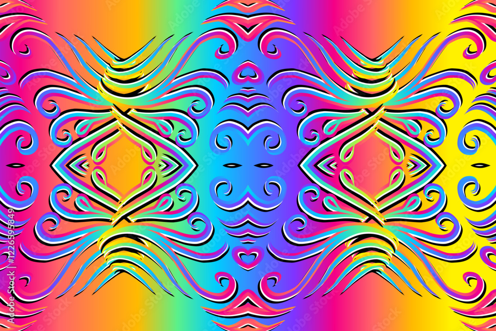 gradient flower and leaf art pattern of indonesian culture traditional tenun batik ethnic dayak ornament for wallpaper ads gradient flower and leaf art pattern of indonesian culture traditional tenun batik ethnic dayak ornament for wallpaper ads