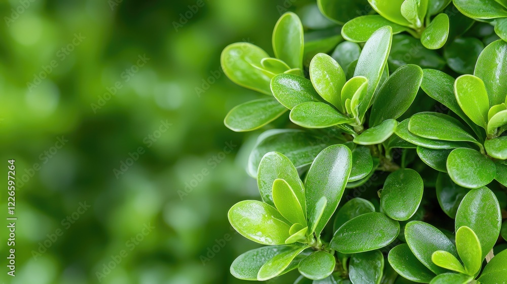Fototapeta premium Lush green foliage, close-up view, nature background, ideal for eco-friendly designs