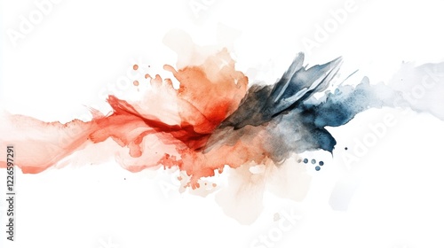 Debunking Day Abstract fluid art with red, black, and blue swirls on white background