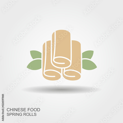 Spring rolls chinese cuisine flat icon vector. spring rolls chinese cuisine sign