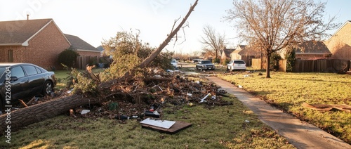 Strong winds from a tornado caused significant damage photo