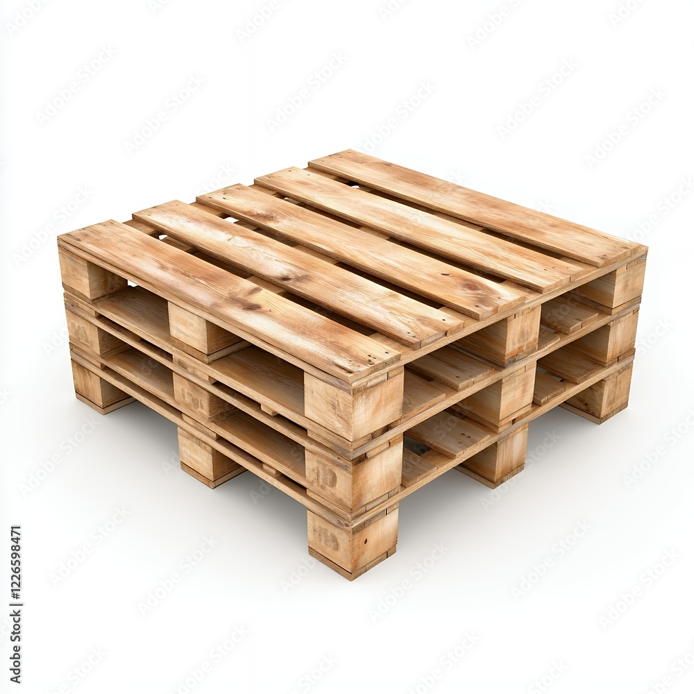 Weathered Wooden Pallet on White Background, Rustic Texture, Industrial Design Element Weathered Wooden Pallet on White Background, Rustic Texture, Industrial Design Element