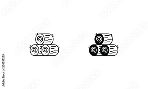 Hay Bale icon set line and glyph vector illustration
