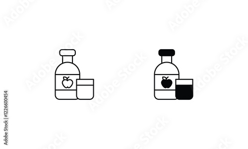 Apple cider icon set line and glyph vector illustration