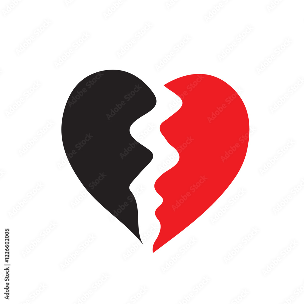 Broken heart love vector icon. heart pulse icon, heartbeat icon vector Various simple black and red vector heart love icon. Vector illustration EPS 10 Broken heart love vector icon. heart pulse icon, heartbeat icon vector Various simple black and red vector heart love icon. Vector illustration EPS 10