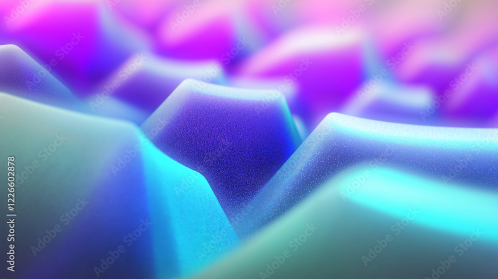 Obraz premium abstract shapes in holographic iridescent colors.iridescent neon background fluid liquid glass