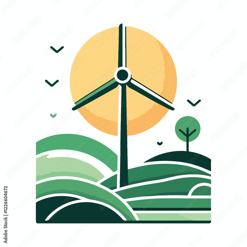Obraz premium Wind turbine vector illustration 