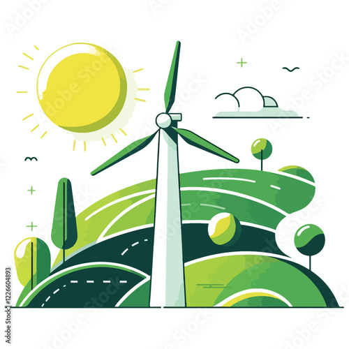 Wind turbine vector illustration
