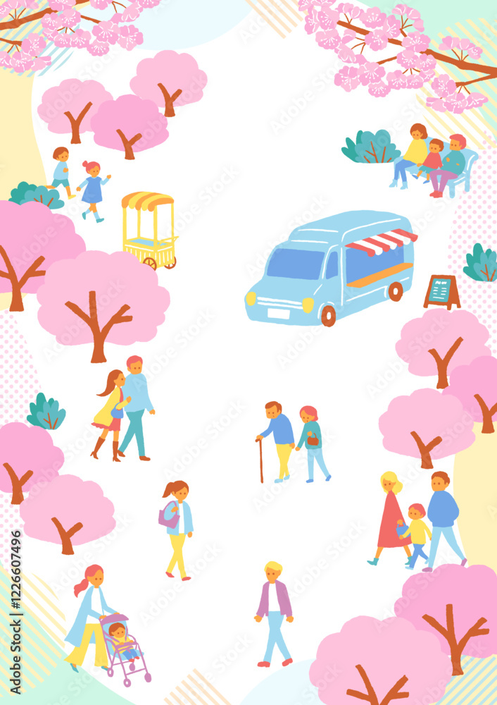 frame of people going out in spring frame of people going out in spring