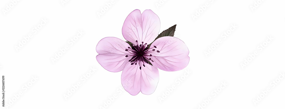 Fototapeta premium Pink flower bloom, white background, design