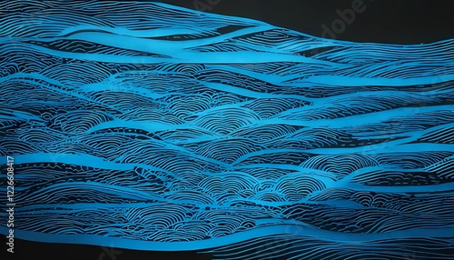 浮世絵風和風伝統紋イメージ水波模様テクスチャ	
