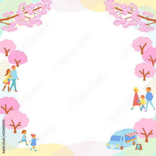 frame of people going out in spring