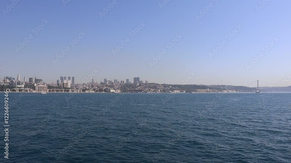 Istanbul city view from Bosphorus on the ferry Istanbul city view from Bosphorus on the ferry