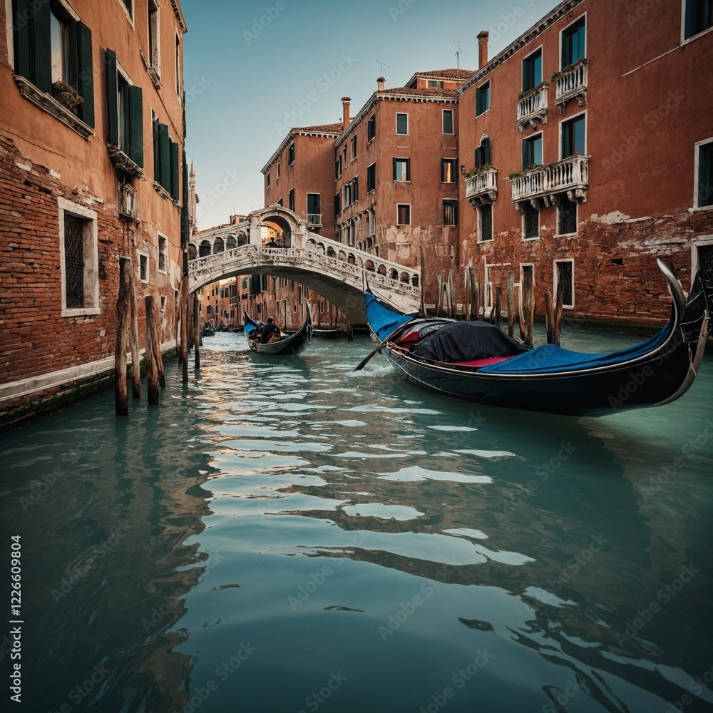 A gondola floating through Venice’s canals. A gondola floating through Venice’s canals.