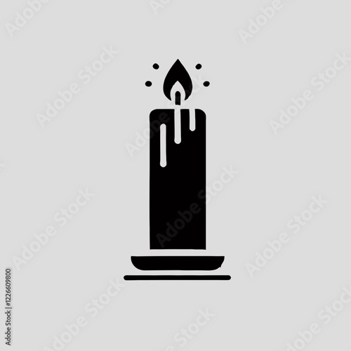 Candle silhouette in black on a white background