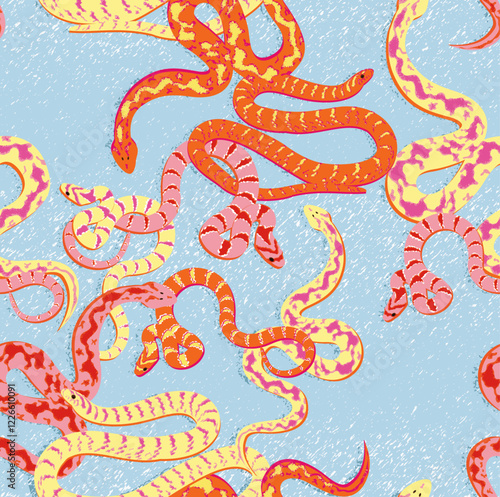 Wallpaper Mural Animal Snake illustration Vector Seamless Pattern Art On Texture Background, Pastel Snake Vector Repeat Wallpaper  Torontodigital.ca