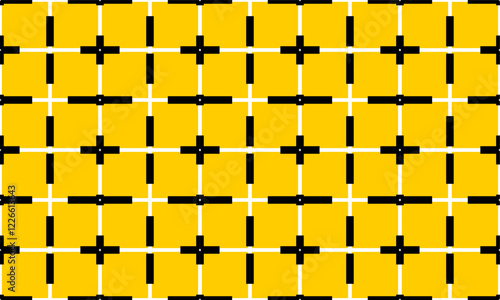 yellow square block with black border pattern, grid repeat seamless design for fabric print, rectangular patter background