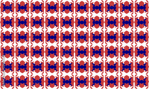 blue and red grid block, attach chain link horizontal abstract background with seamless repeat as bead curtain pattern, replete image design for fabric printing