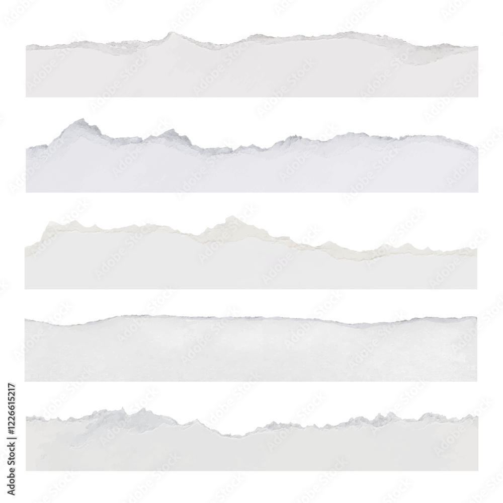 White ripped paper png element clipart, textured border set on transparent background White ripped paper png element clipart, textured border set on transparent background
