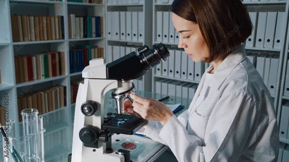 Scientist Working with Microscope in a Well-Equipped Laboratory Scientist Working with Microscope in a Well-Equipped Laboratory