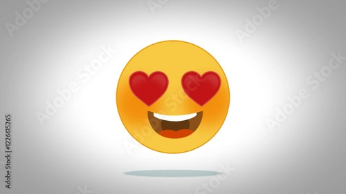 Heartfelt Bliss, 4K Animation of an In-Love Emoji with Radiant Heart-Shaped Eyes and Joyful Expression
