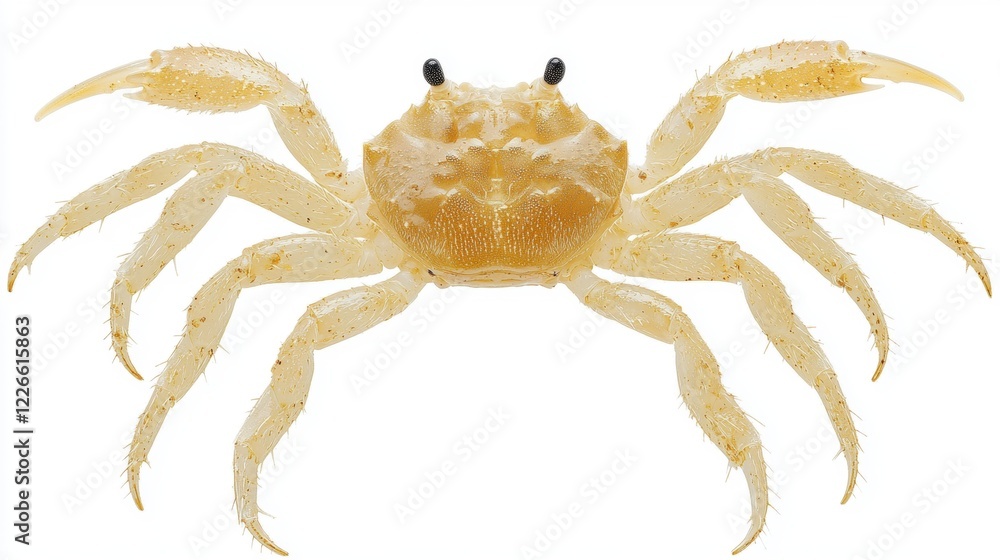 Detailed Close-Up of a Beige Crab on a White Background Detailed Close-Up of a Beige Crab on a White Background