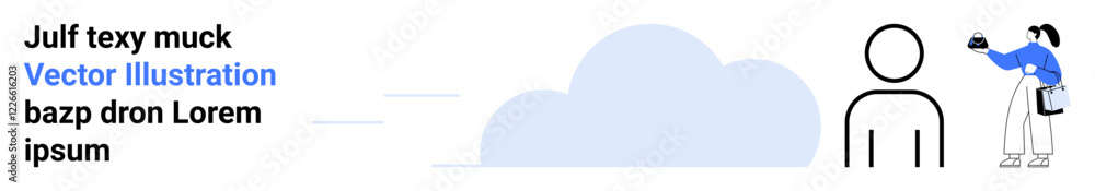 Person capturing a photo of a user icon with a minimalist design and blue cloud. Ideal for networking, profile, digital presence, social interaction, creative projects, communication, flat landing Person capturing a photo of a user icon with a minimalist design and blue cloud. Ideal for networking, profile, digital presence, social interaction, creative projects, communication, flat landing