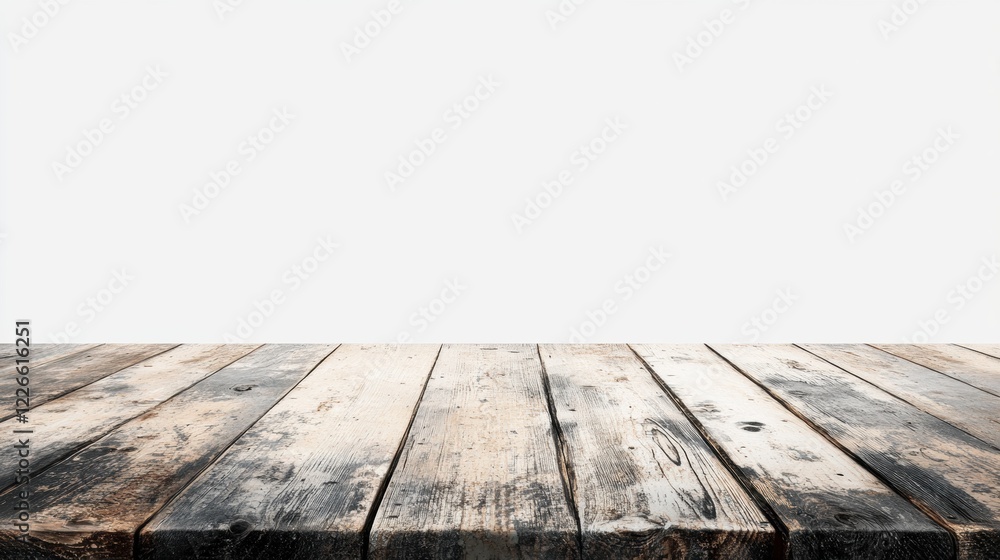 Fototapeta premium Rustic Wooden Floor Surface with Weathered Planks and Neutral Background