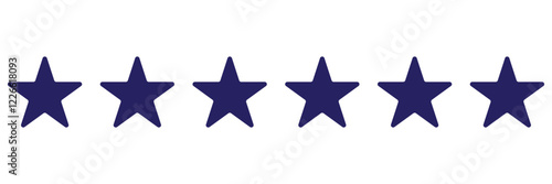 five star customer product review icon. blue 5 star rating feedback for website, app, ui design.