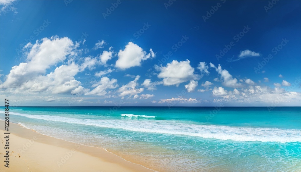Beautiful tropical beach with palm trees, sunset beach seascape, design template for travel banner. Beautiful tropical beach with palm trees, sunset beach seascape, design template for travel banner.