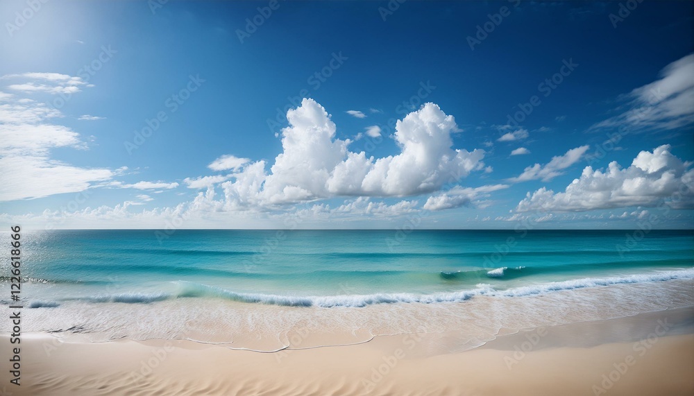Beautiful tropical beach with palm trees, sunset beach seascape, design template for travel banner. Beautiful tropical beach with palm trees, sunset beach seascape, design template for travel banner.