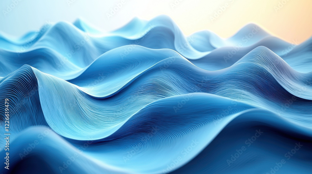Fototapeta premium Abstract wave background in muted blue tones, creating serene atmosphere