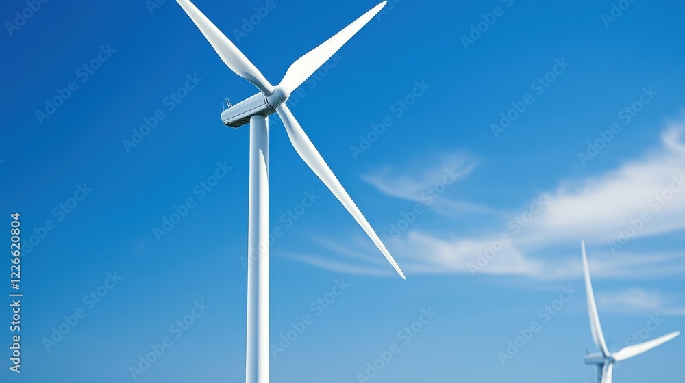 clean energy wind marketing concept. Wind turbines against a clear blue sky, symbolizing renewable energy and sustainability. clean energy wind marketing concept. Wind turbines against a clear blue sky, symbolizing renewable energy and sustainability.