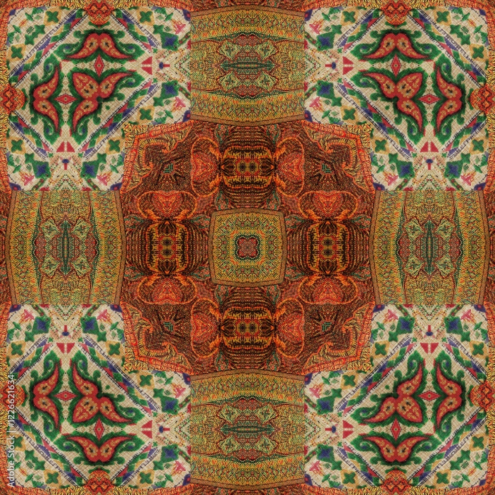 Traditional sublimation print design for carpet, rug, dress, interior decoration. Mixed motifs design for Turkish carpet, Persian rug, wall covering, modern floor mat, silk fabric printing Traditional sublimation print design for carpet, rug, dress, interior decoration. Mixed motifs design for Turkish carpet, Persian rug, wall covering, modern floor mat, silk fabric printing