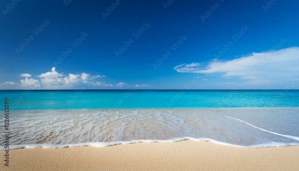 Beautiful tropical beach with palm trees, sunset beach seascape, design template for travel banner. Beautiful tropical beach with palm trees, sunset beach seascape, design template for travel banner.