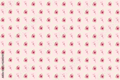 Seamless pattern with heart lock and key for Valentine's day. Valentine's Day background