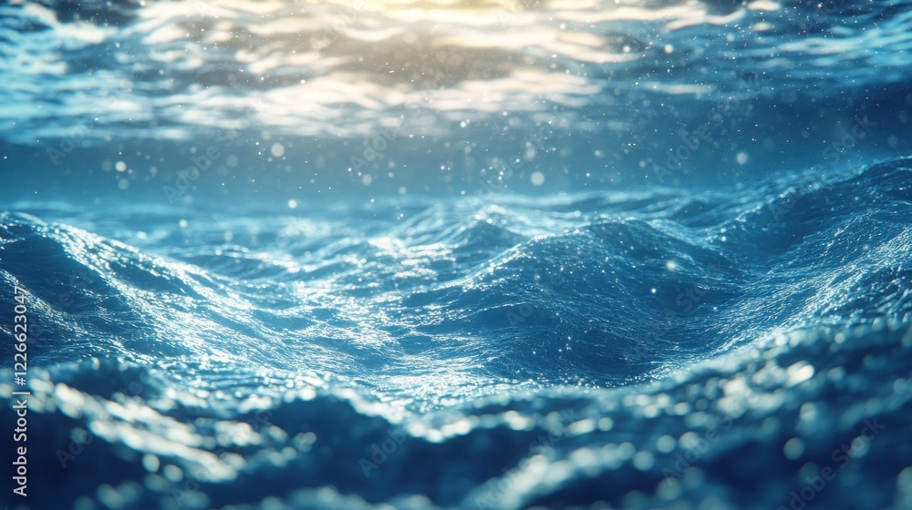 A shimmering ocean scene with gentle waves, illuminated by sunlight, creating a tranquil and serene atmosphere. A shimmering ocean scene with gentle waves, illuminated by sunlight, creating a tranquil and serene atmosphere.