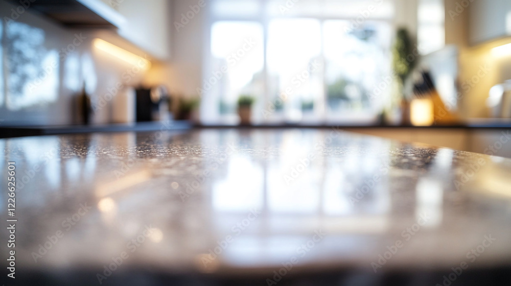 Modern Kitchen Granite Countertop Shiny Surface Clean Design Interior Home Room Table Light Space Modern Kitchen Granite Countertop Shiny Surface Clean Design Interior Home Room Table Light Space
