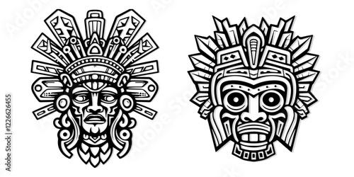 Vector set of mask outline for coloring book.