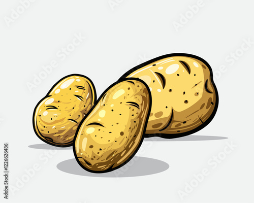 Vector illustration of potatoes isolated on white background.