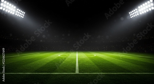 Wallpaper Mural Soccer field illuminated by stadium lights with copy space on dark background  Torontodigital.ca