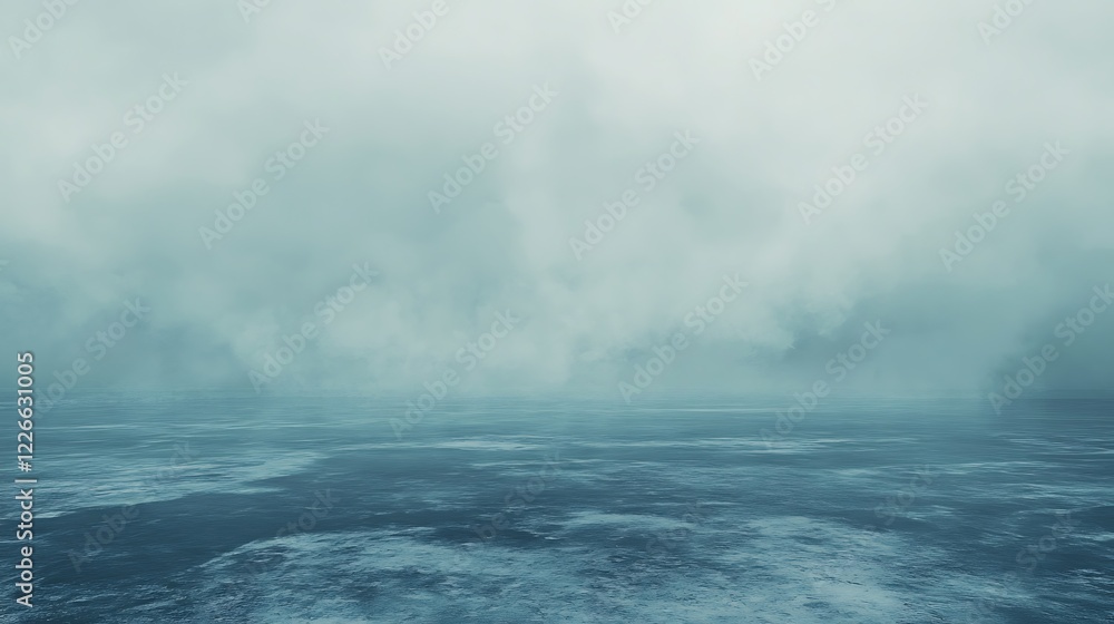 Naklejka premium Misty Ocean Scene A Calm Sea Under Fog