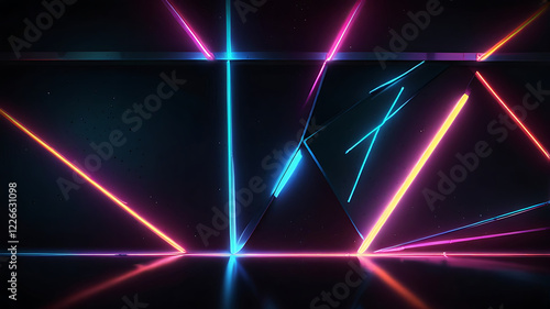 Wallpaper Mural Futuristic Neon Colored Triangle Background Torontodigital.ca