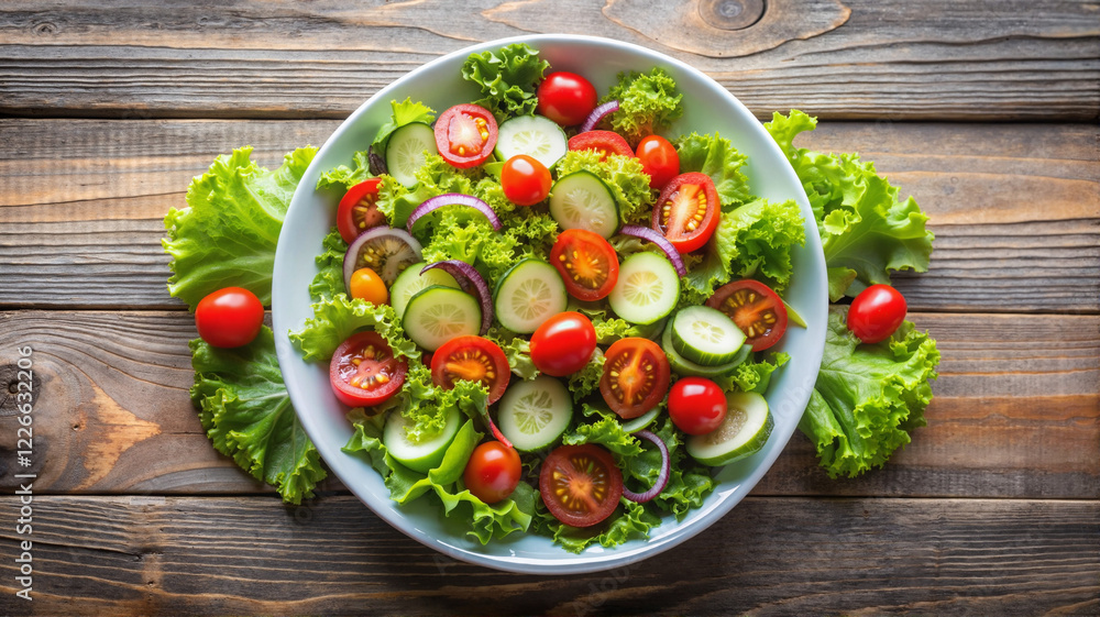 Classic green salad with cherry tomatoes and cucumbers Classic green salad with cherry tomatoes and cucumbers