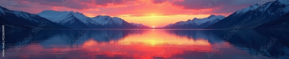 Reflections of sunset on the surface of a glacial lake, ripples, water Reflections of sunset on the surface of a glacial lake, ripples, water